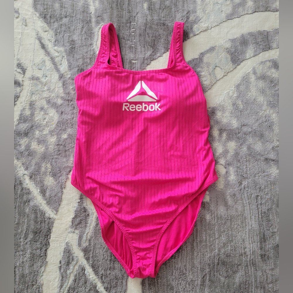 Reebok Women's' Bright Pink Ribbed One-Piece Swimsuit Size XL
